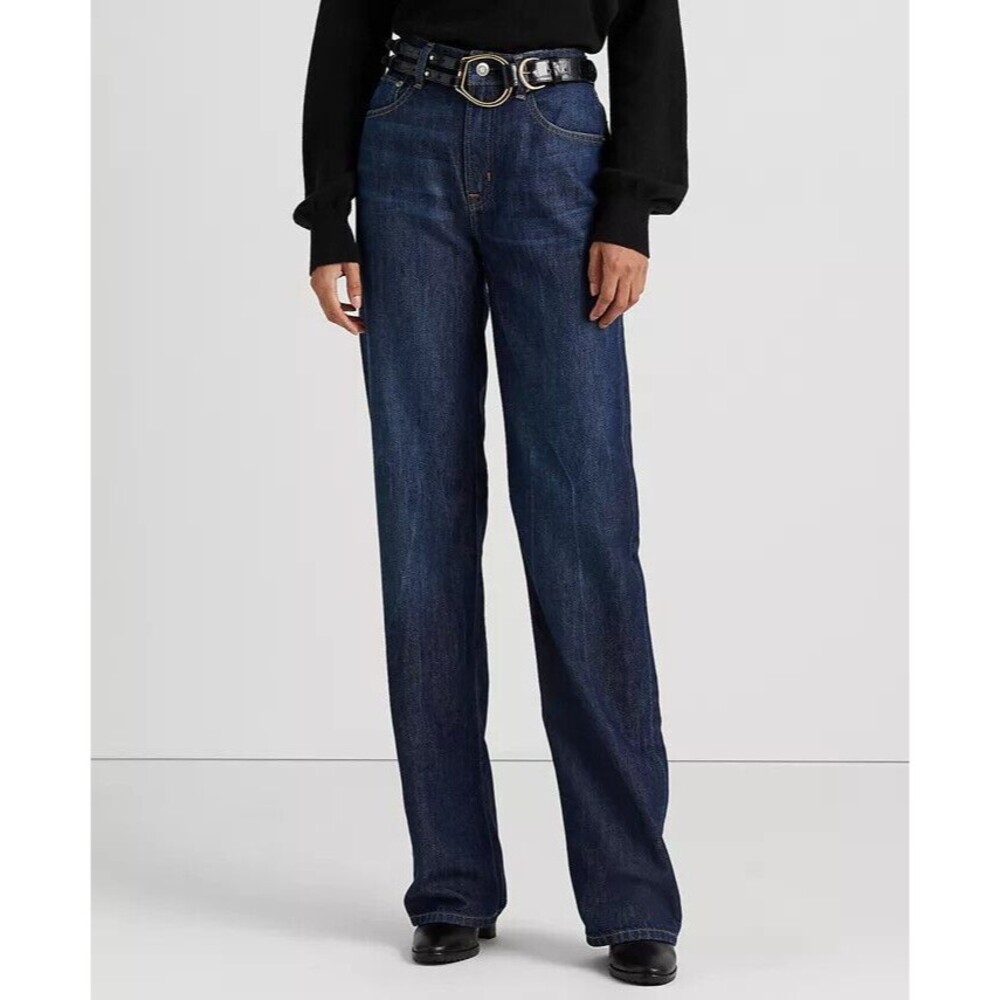 NWT $135 LAUREN RALPH LAUREN WOMEN'S JEANS 14W HIGH RISE RELAX STRAIGHT